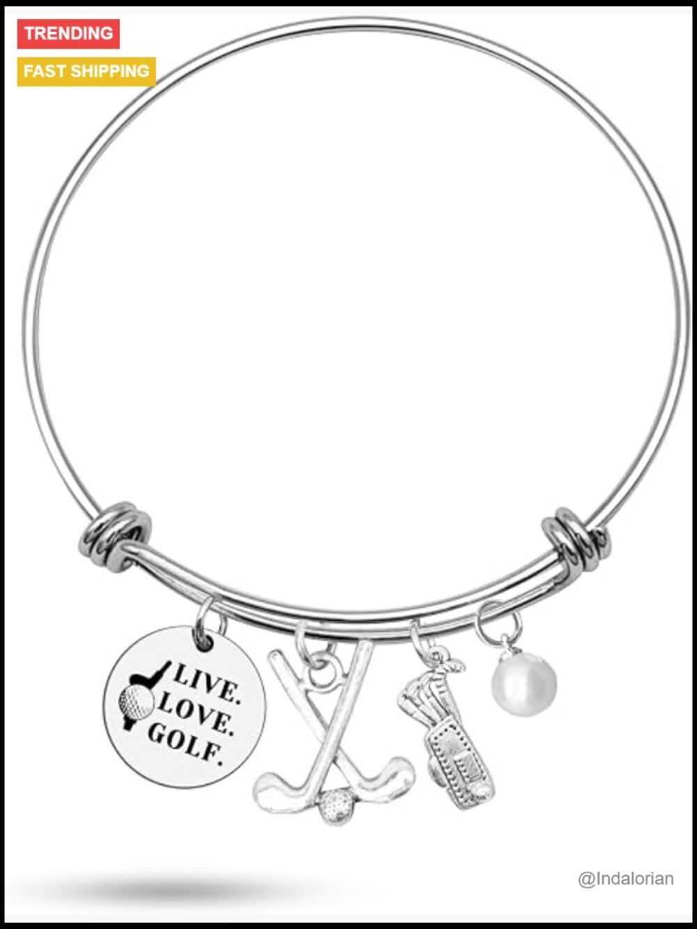 Golf Charm Bracelet for Women Golfers, Metal Link Bracelet, Gift for Golf Lovers